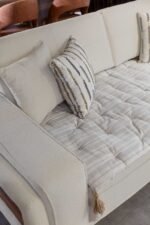 Linen Sofa Cover – Grey Striped - Image 2