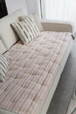 Linen Sofa Cover – Burgundy Striped