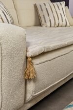Linen Sofa Cover – Grey Striped - Image 3