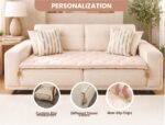 Gray Striped Custom Size Linen Sofa Topper Slipcover Pet Friendly, Washable, Stain Resistant, Non Slip Furniture Couch Protector Sofa Pad - Image 5