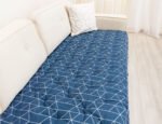 Midnight Navy Geometric Custom Size Linen Sofa Topper Slipcover Pet Friendly, Washable, Stain Resistant, Non Slip Furniture Couch Protector Sofa Pad - Image 8
