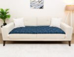 Midnight Navy Modern Custom Size Linen Sofa Topper Slipcover Pet Friendly, Washable, Stain Resistant, Non Slip Furniture Couch Protector Sofa Pad - Image 3