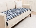 Nautical Navy Custom Size Linen Sofa Topper Slipcover Pet Friendly, Washable, Stain Resistant, Non Slip Furniture Couch Protector Sofa Pad
