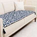 Nautical Navy Custom Size Linen Sofa Topper Slipcover Pet Friendly, Washable, Stain Resistant, Non Slip Furniture Couch Protector Sofa Pad