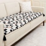 Modern Abstract Brushstroke Custom Size Linen Sofa Topper Slipcover Pet Friendly, Washable, Stain Resistant, Non Slip Furniture Couch Protector Sofa Pad