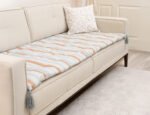Coastal Stripe Motif Sofa Topper Slipcover Pet Friendly, Washable, Stain Resistant, Non Slip Furniture Couch Protector Sofa Pad