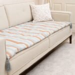 Coastal Stripe Motif Sofa Topper Slipcover Pet Friendly, Washable, Stain Resistant, Non Slip Furniture Couch Protector Sofa Pad