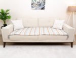 Coastal Stripe Motif Sofa Topper Slipcover Pet Friendly, Washable, Stain Resistant, Non Slip Furniture Couch Protector Sofa Pad - Image 3