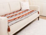 Burnt Orange Stripe Sofa Topper Slipcover Pet Friendly, Washable, Stain Resistant, Non Slip Furniture Couch Protector Sofa Pad
