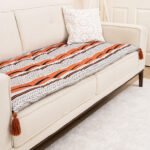 Burnt Orange Stripe Sofa Topper Slipcover Pet Friendly, Washable, Stain Resistant, Non Slip Furniture Couch Protector Sofa Pad