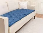 Blue Line Art Custom Size Linen Sofa Topper Slipcover Pet Friendly, Washable, Stain Resistant, Non Slip Furniture Couch Protector Sofa Pad