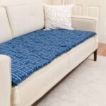 Blue Line Art Custom Size Linen Sofa Topper Slipcover Pet Friendly, Washable, Stain Resistant, Non Slip Furniture Couch Protector Sofa Pad