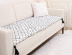 Four-Leaf Cage Pattern Sofa Topper Slipcover Pet Friendly, Washable, Stain Resistant, Non Slip Furniture Couch Protector Sofa Pad