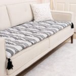 Modern Grey Ripple Sofa Topper Slipcover Pet Friendly, Washable, Stain Resistant, Non Slip Furniture Couch Protector Sofa Pad