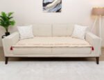 Cream Striped Custom Size Linen Sofa Topper Slipcover Pet Friendly, Washable, Stain Resistant, Non Slip Furniture Couch Protector Sofa Pad - Image 3