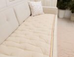 Cream Striped Custom Size Linen Sofa Topper Slipcover Pet Friendly, Washable, Stain Resistant, Non Slip Furniture Couch Protector Sofa Pad - Image 8
