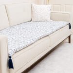 Navy Blue Linear Sofa Topper Slipcover Pet Friendly, Washable, Stain Resistant, Non Slip Furniture Couch Protector Sofa Pad