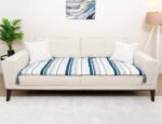 Minimalist Blue Linear Sofa Topper Slipcover Pet Friendly, Washable, Stain Resistant, Non Slip Furniture Couch Protector Sofa Pad - Image 3