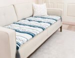 Minimalist Blue Linear Sofa Topper Slipcover Pet Friendly, Washable, Stain Resistant, Non Slip Furniture Couch Protector Sofa Pad