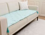 Summer Checkers Custom Size Linen Sofa Topper Slipcover Pet Friendly, Washable, Stain Resistant, Non Slip Furniture Couch Protector Sofa Pad