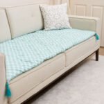 Summer Checkers Custom Size Linen Sofa Topper Slipcover Pet Friendly, Washable, Stain Resistant, Non Slip Furniture Couch Protector Sofa Pad