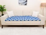 Royal Blue Geometric Custom Size Linen Sofa Topper Slipcover Pet Friendly, Washable, Stain Resistant, Non Slip Furniture Couch Protector Sofa Pad - Image 4