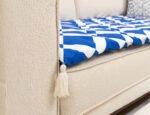 Royal Blue Geometric Custom Size Linen Sofa Topper Slipcover Pet Friendly, Washable, Stain Resistant, Non Slip Furniture Couch Protector Sofa Pad - Image 9