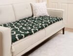 Forest Green Custom Size Linen Sofa Topper Slipcover Pet Friendly, Washable, Stain Resistant, Non Slip Furniture Couch Protector Sofa Pad