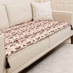 Modern Geometric Custom Size Linen Sofa Topper Slipcover Pet Friendly, Washable, Stain Resistant, Non Slip Furniture Couch Protector Sofa Pad