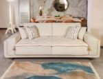 Cream Striped Custom Size Linen Sofa Topper Slipcover Pet Friendly, Washable, Stain Resistant, Non Slip Furniture Couch Protector Sofa Pad - Image 3