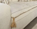 Cream Striped Custom Size Linen Sofa Topper Slipcover Pet Friendly, Washable, Stain Resistant, Non Slip Furniture Couch Protector Sofa Pad - Image 4
