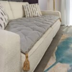 Gray Custom Size Linen Sofa Topper Slipcover Pet Friendly, Washable, Stain Resistant, Non Slip Furniture Couch Protector Sofa Pad