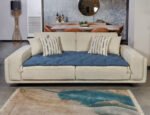 Blue Custom Size Linen Sofa Topper Slipcover Pet Friendly, Washable, Stain Resistant, Non Slip Furniture Couch Protector Sofa Pad - Image 3