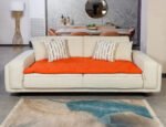 Orange Custom Size Linen Sofa Topper Slipcover Pet Friendly, Washable, Stain Resistant, Non Slip Furniture Couch Protector Sofa Pad - Image 3