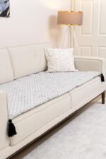 Modern Lattice Motif Sofa Topper Slipcover Pet Friendly, Washable, Stain Resistant, Non Slip Furniture Couch Protector Sofa Pad