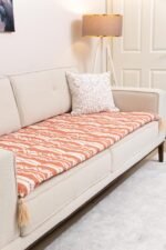 Organic Polka Dot Sofa Topper Slipcover Pet Friendly, Washable, Stain Resistant, Non Slip Furniture Couch Protector Sofa Pad